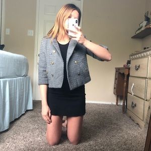 Cropped Wool 3/4 Length Sleeve Pea Coat